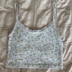 Brandy Melville Floral Lace Trim Cami Top